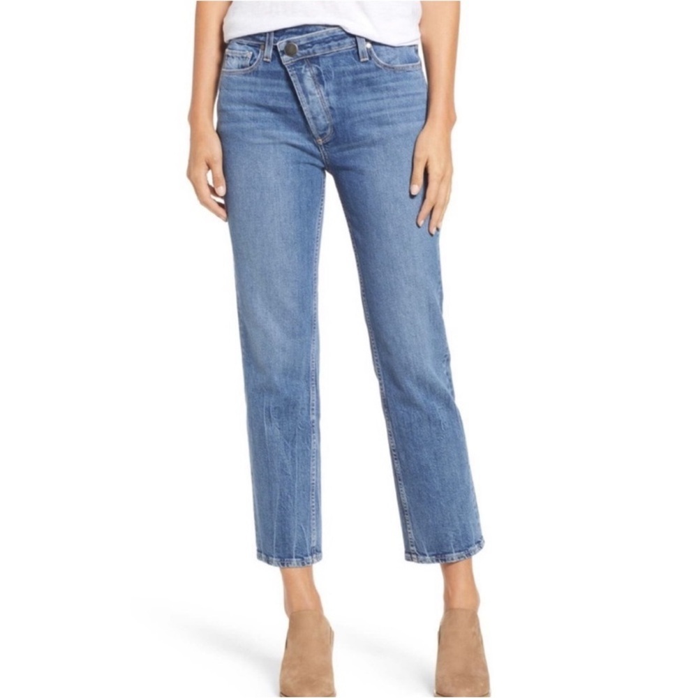 PAIGE Noella Straight Asymmetrical Covered Button Fly Graceland Jeans Women’s 28